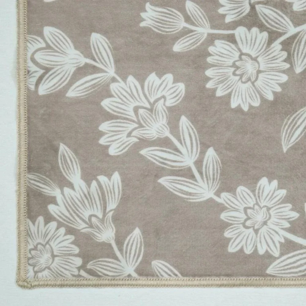 My‎ Texas House Taupe Flower Damask Washable Indoor Area Rug 2x3